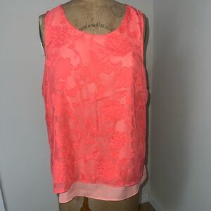 Apt. 9 Neon Coral Floral-Textured Sleeveless Camisole